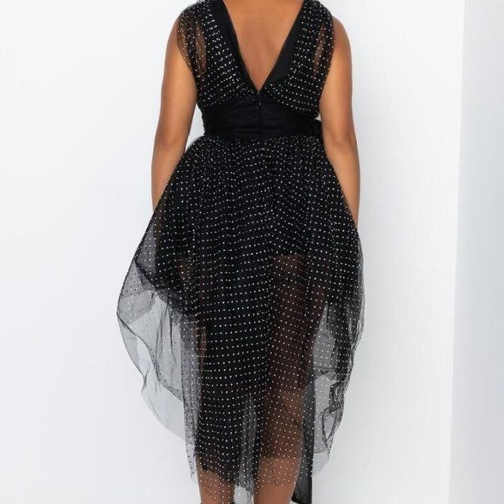 Callie Lives Stasia Akira Tulle Bling: Rhinestone Mini Black Tulle  Dress Small - Picture 2 of 7